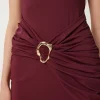 Kadın Bordo Altın Aplikeli Mini Sandy Elbise - Görsel 4